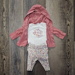 Carter's Pink Hoodie and Floral Bodysuit Set
